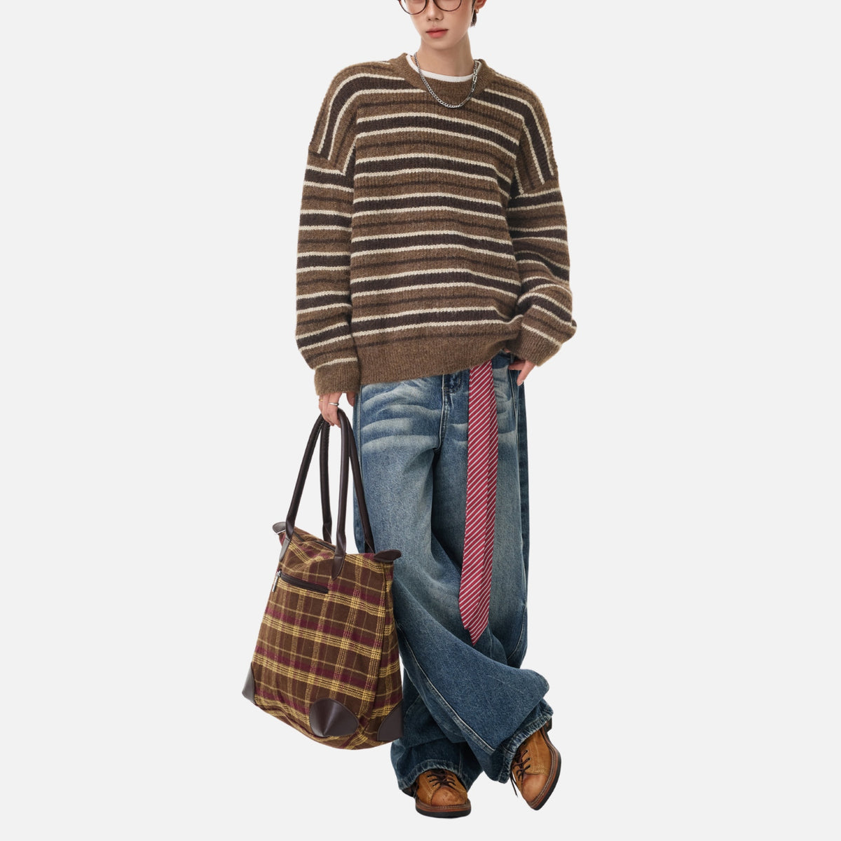 Japanese Vintage Colorblock Striped Sweater
