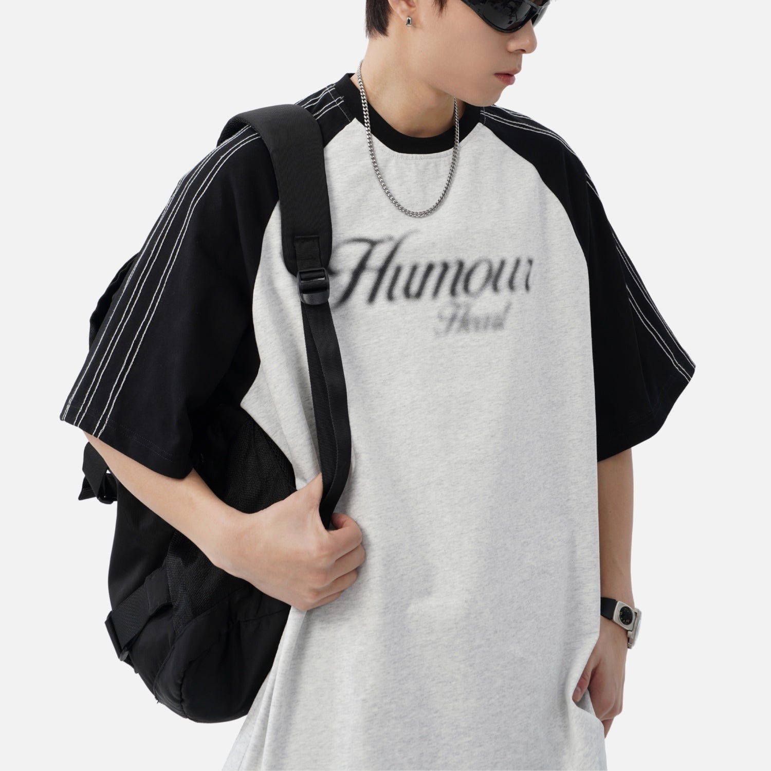 Contrast-Stitch Raglan Tee