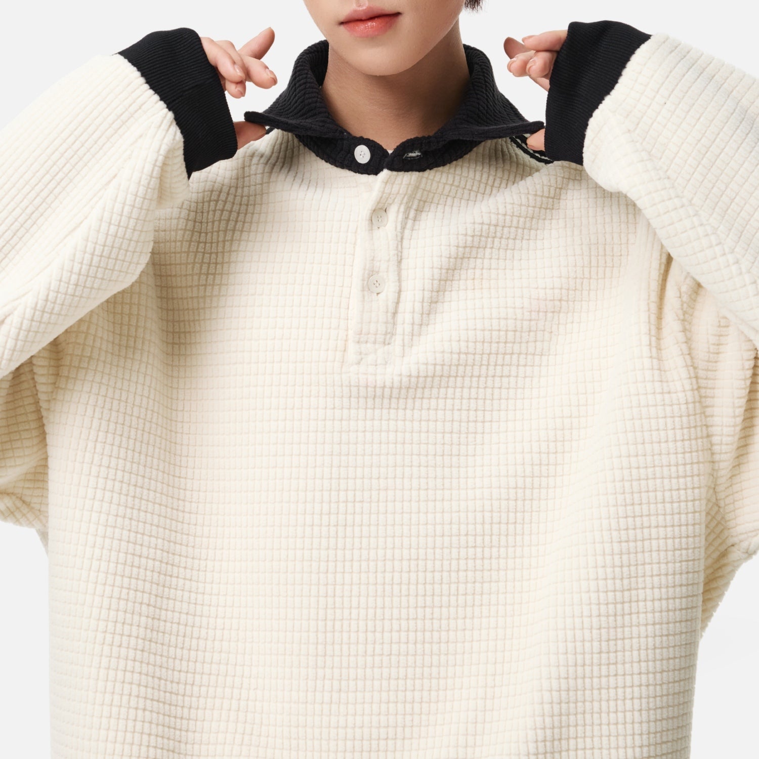 Heavyweight Textured Polo Sweatshirt