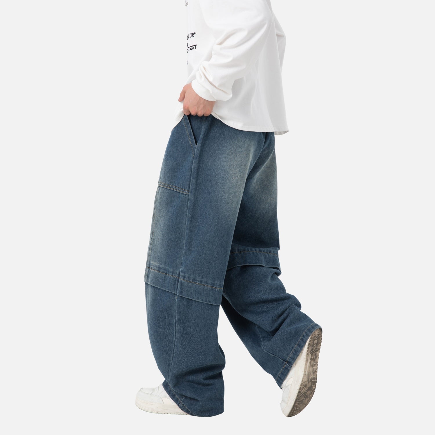 Vintage-Jeans mit gewaschenen Einsätzen