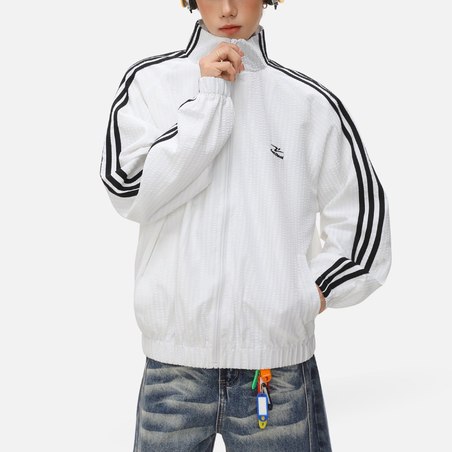 Textured Colorblock Track Jacket