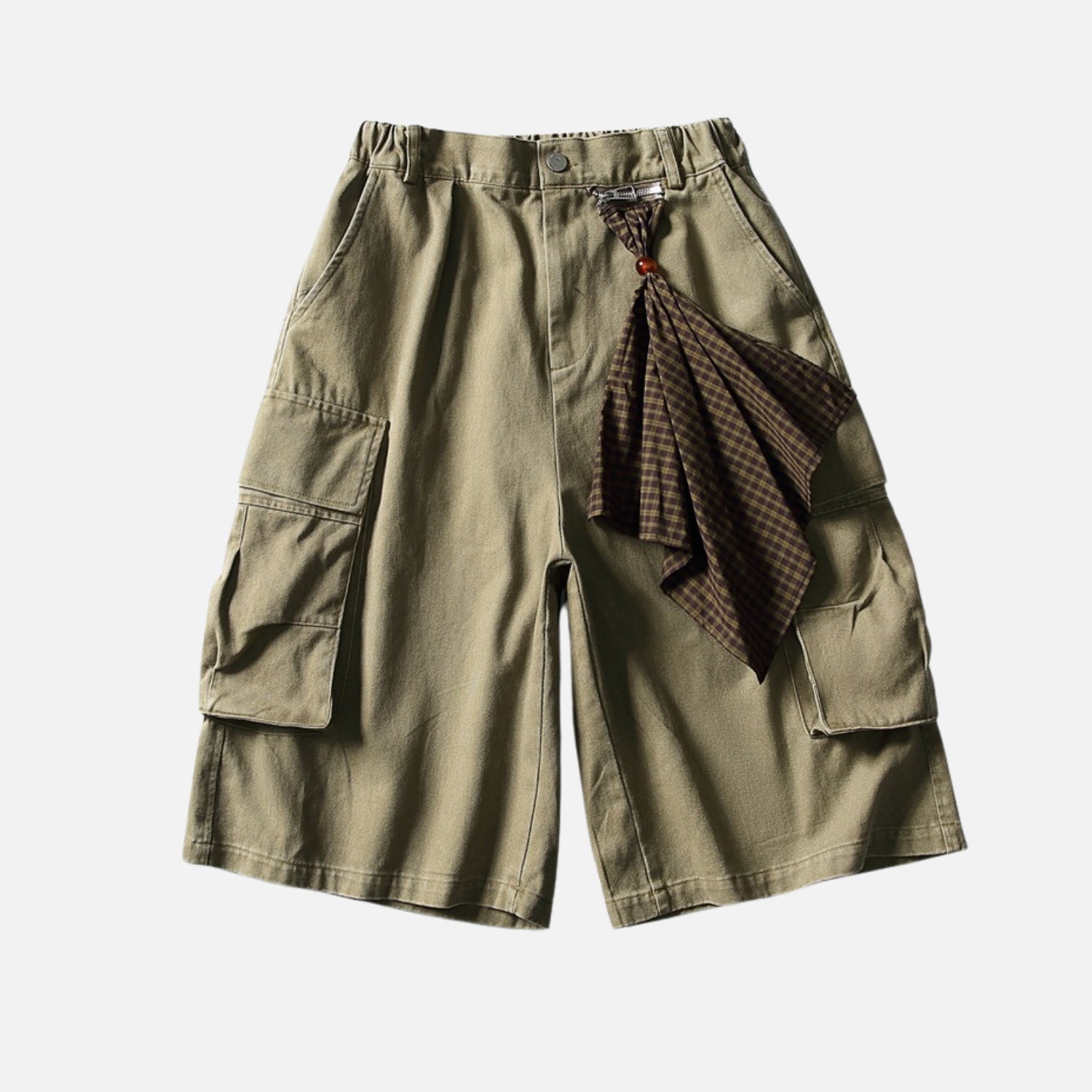 Detachable Plaid Cargo Shorts