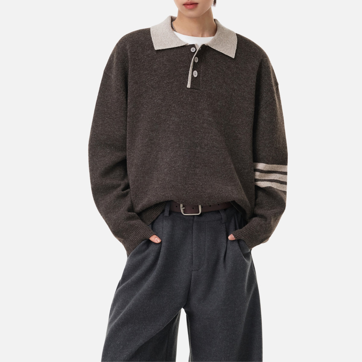 Vintage Old-Money Colorblock Polo Sweater