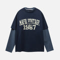 Faux-Layered Graphic Cotton Sweatshirt