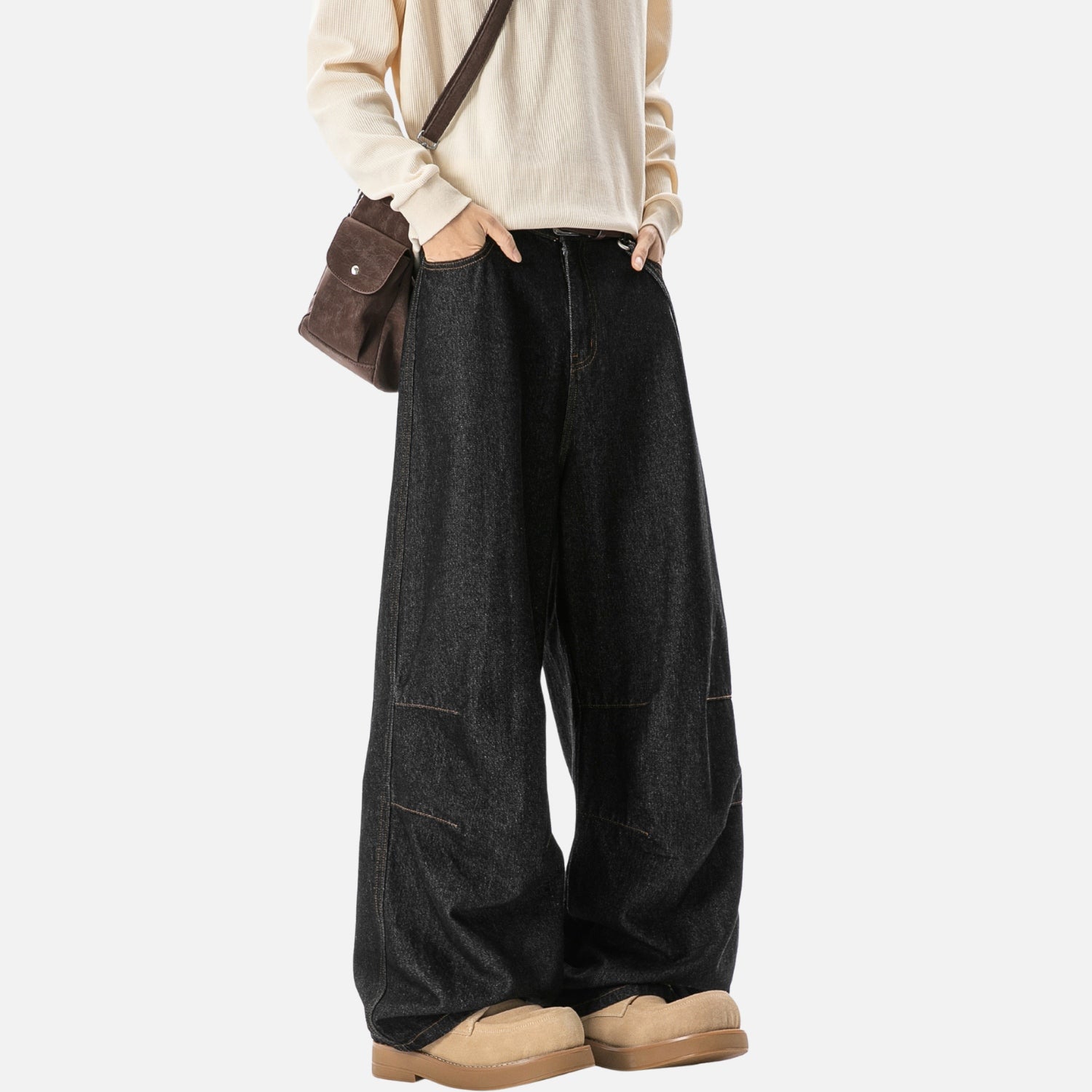 Double Pleated Baggy Jeans