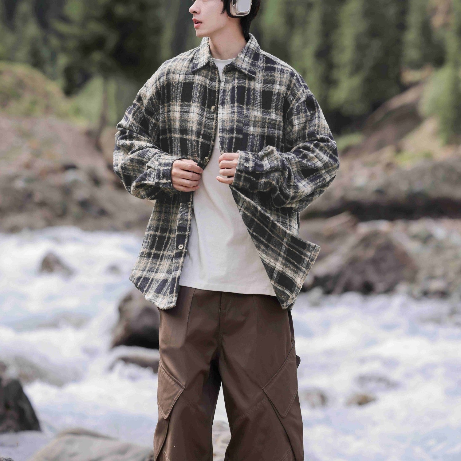 Vintage Plaid Long-Sleeve Shirt