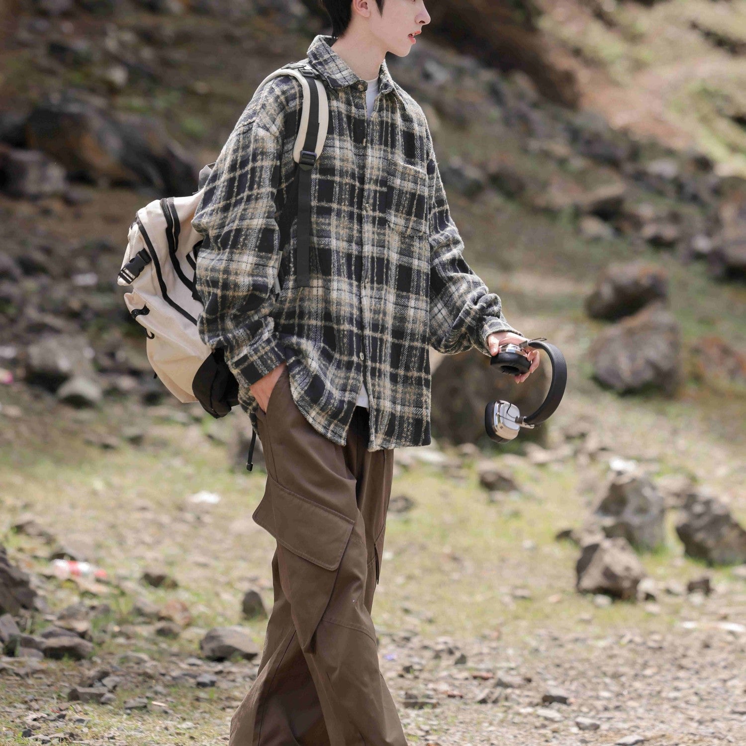 Vintage Plaid Long-Sleeve Shirt