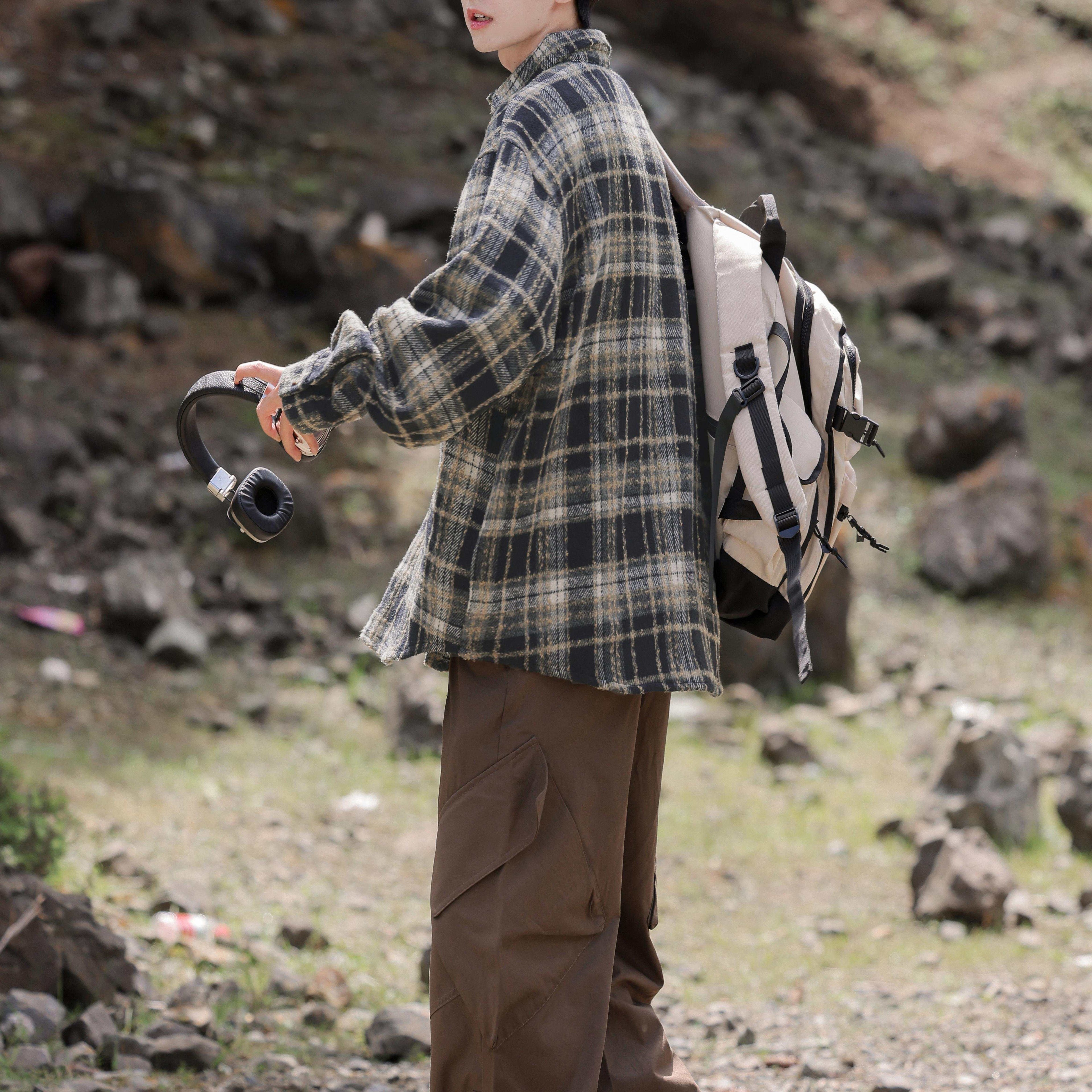 Vintage Plaid Long-Sleeve Shirt