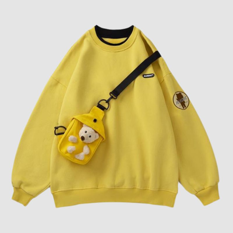 Fleece-Hoodie + Teddybär-Tasche