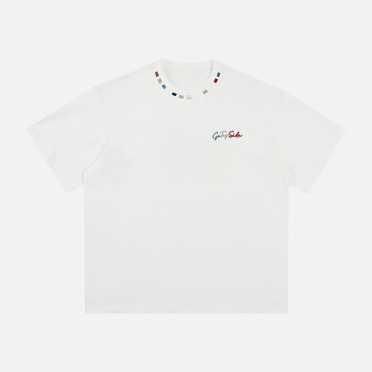 Color-Embroidered Short Sleeve Tee