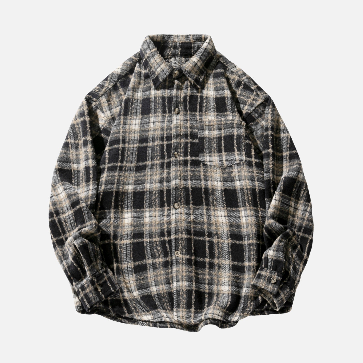 Vintage kariertes Langarmhemd