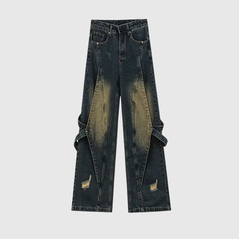Casual Patchwork Design Jeans