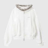 Faux Fur Trim Hooded Zip-Up Jacket