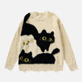 Suéter de punto con estampado de gato