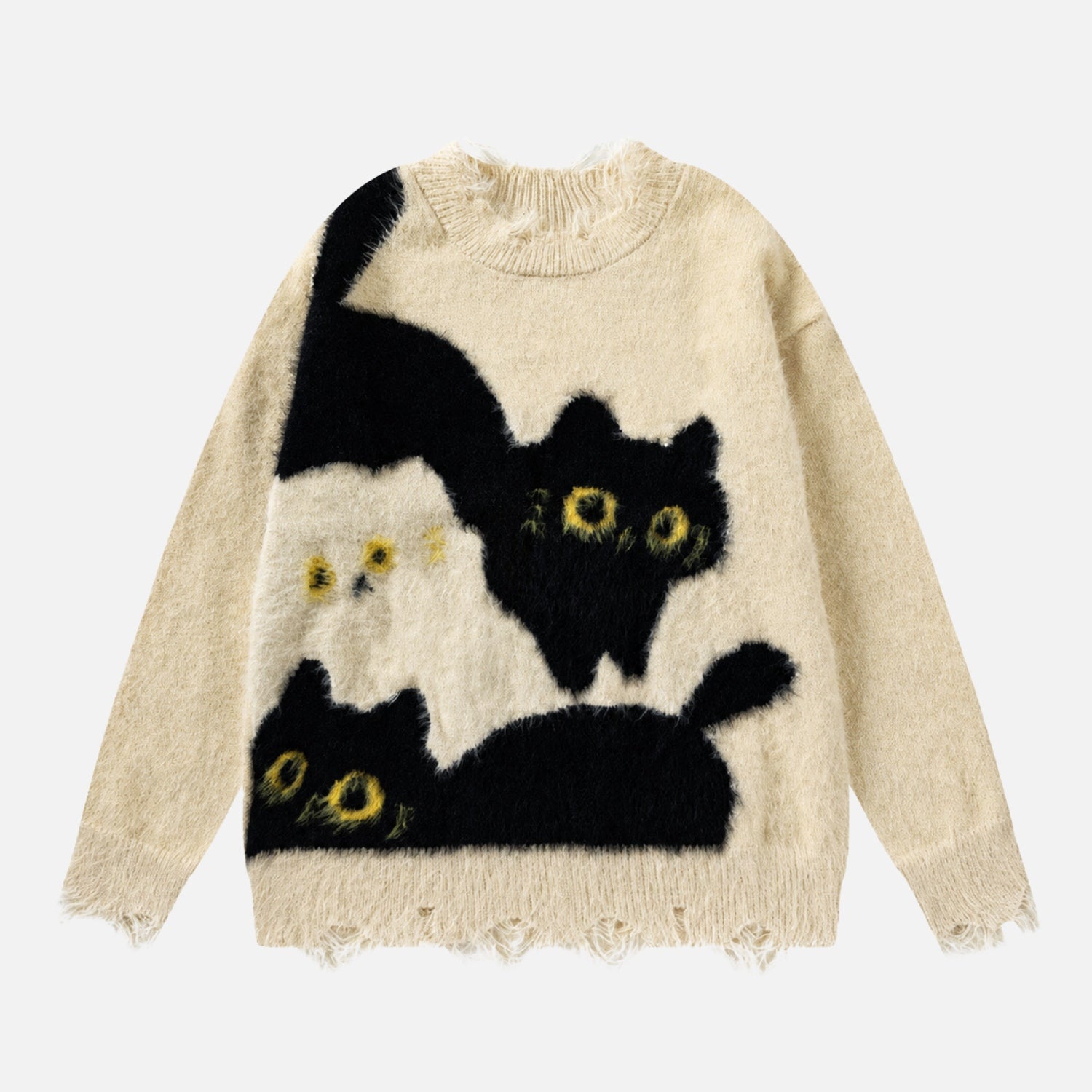 Suéter de punto con estampado de gato