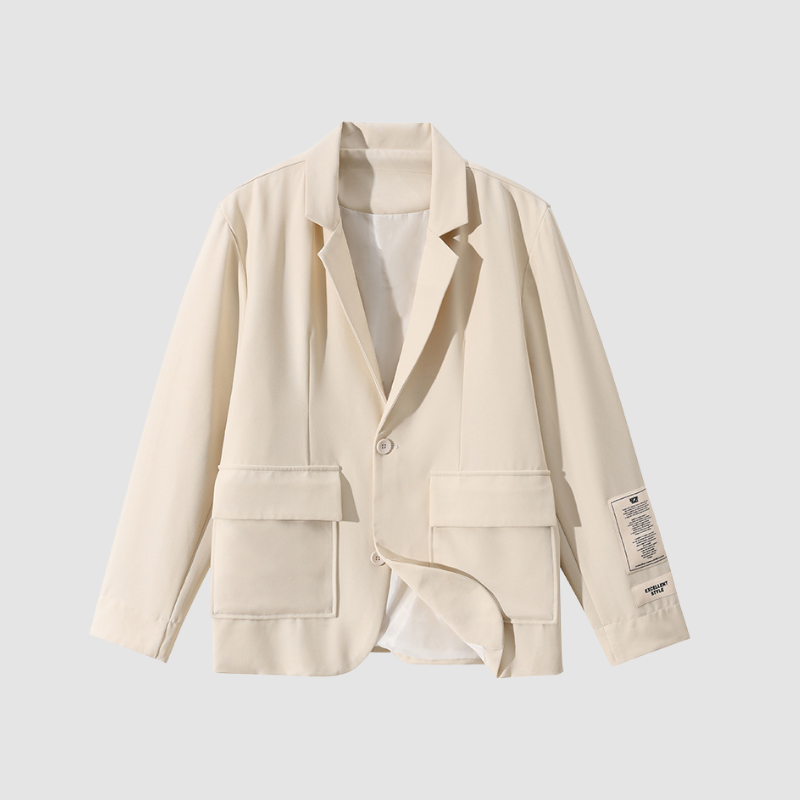 Blazer informal con bolsillos de parche