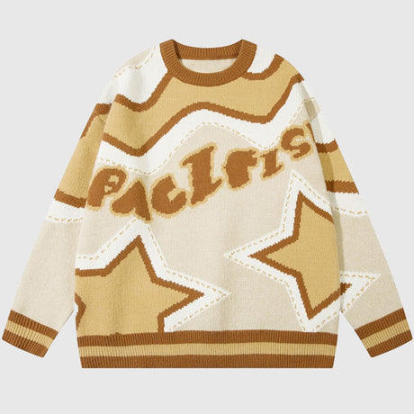 Vintage Star Pattern Jacquard Knit Pullover