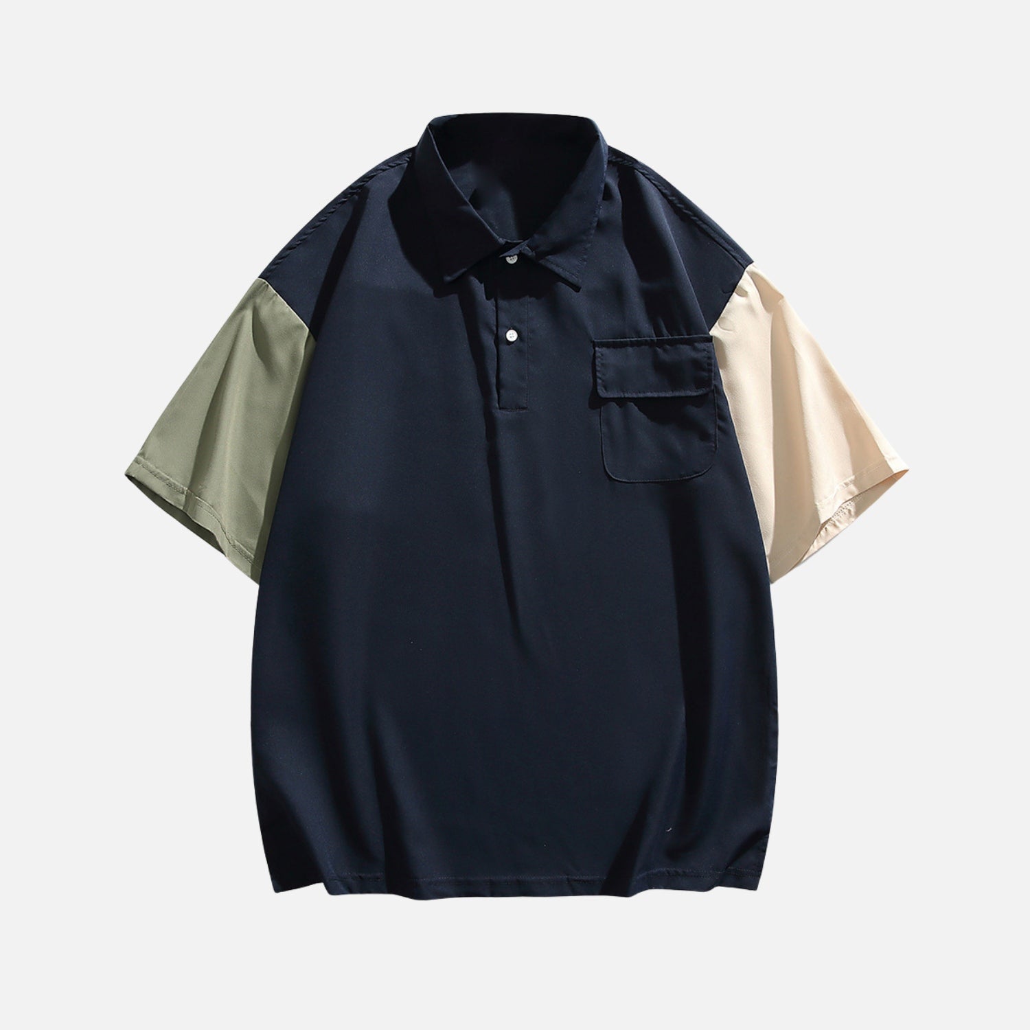 Camiseta moderna de cuello redondo con bloques de color