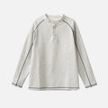 Contrast Stitch Henley Neckline Sweatshirt