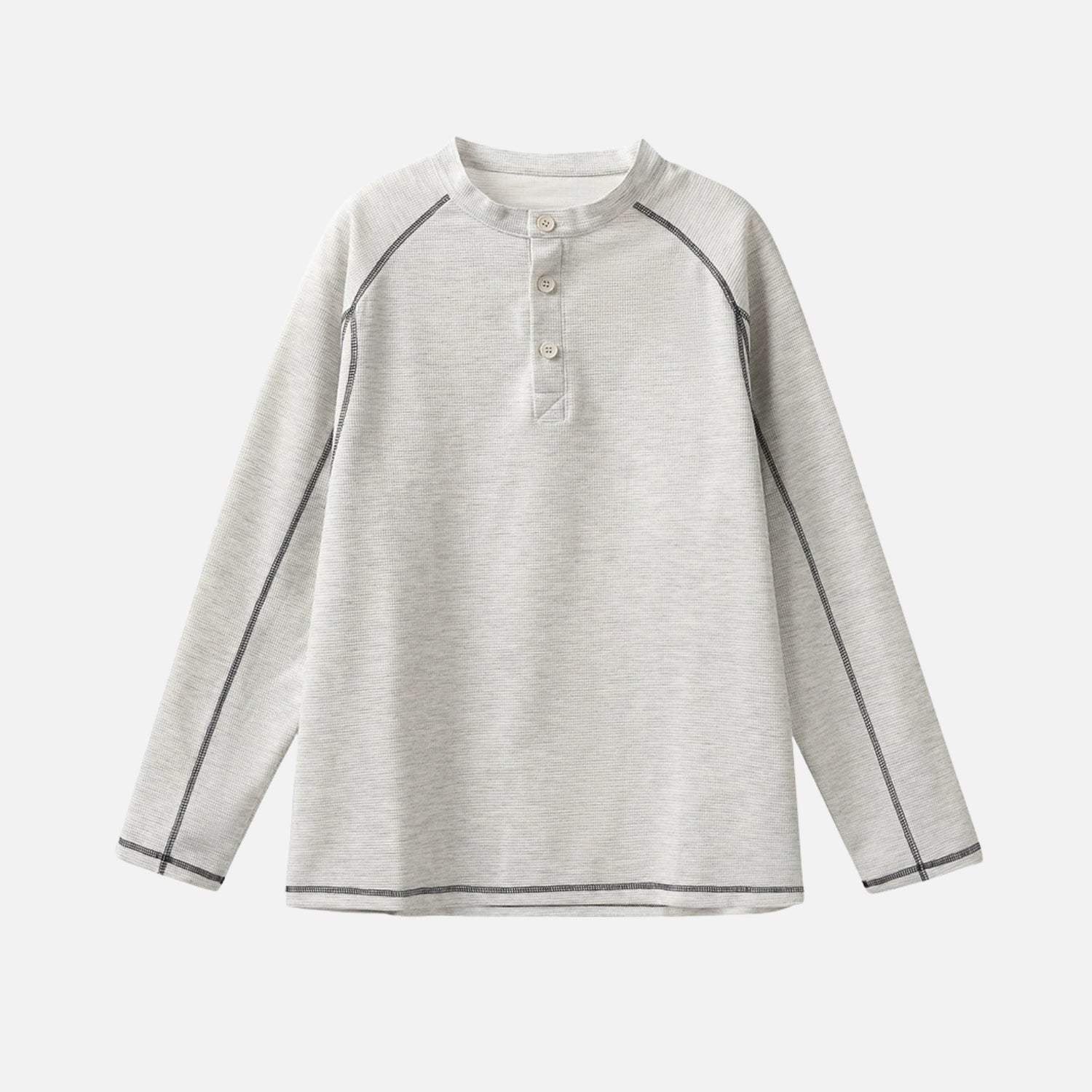 Contrast Stitch Henley Neckline Sweatshirt