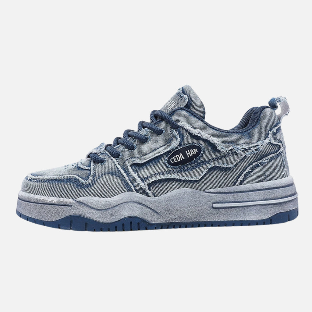 Vintage Washed Denim Skate Sneakers