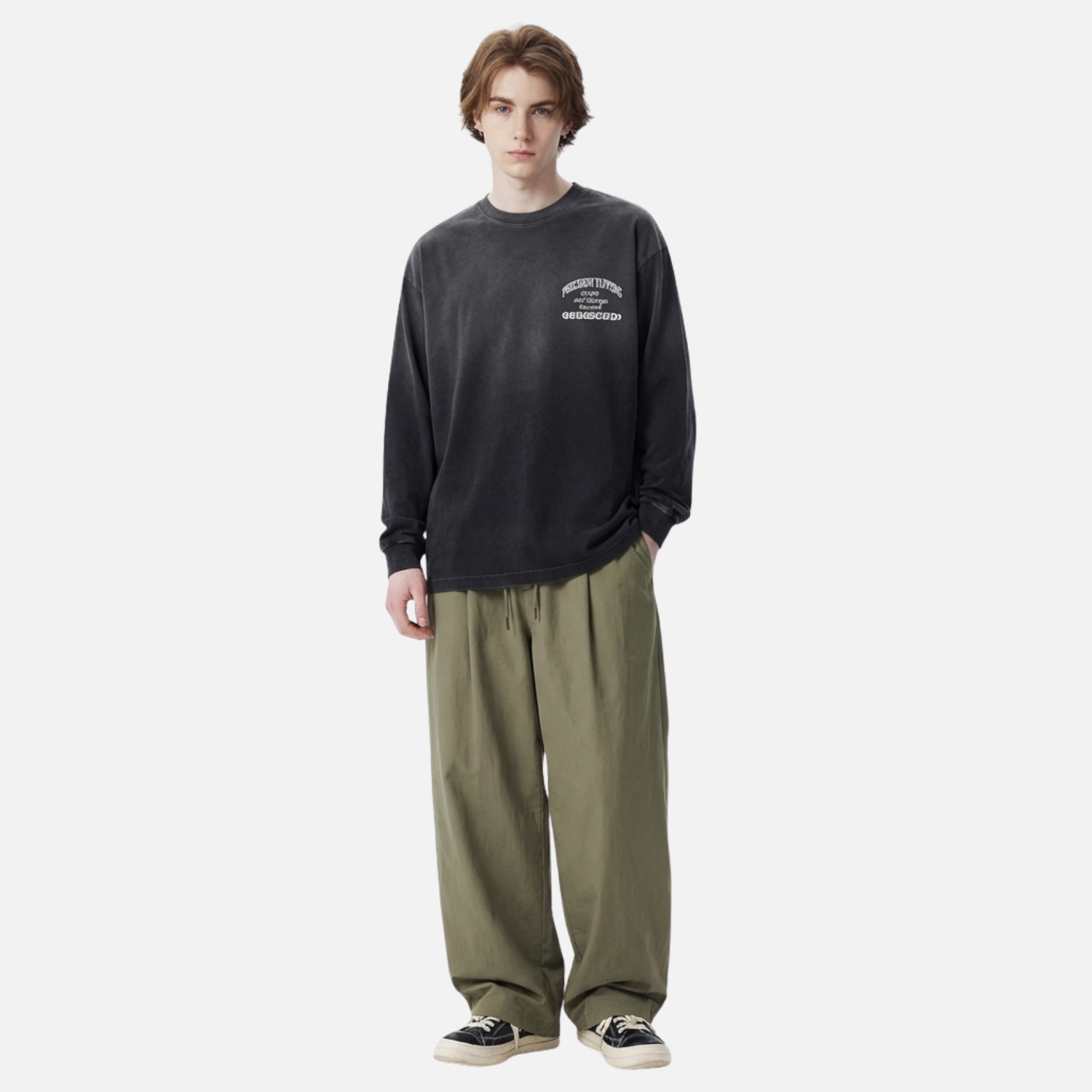 Sweatshirts aus Baumwolle mit Washed-Out-Farbverlauf