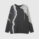 Artistic Contrast Patchwork Knit Sweater