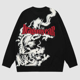 Dragon Pattern Jacquard Letter Embroidered Sweater