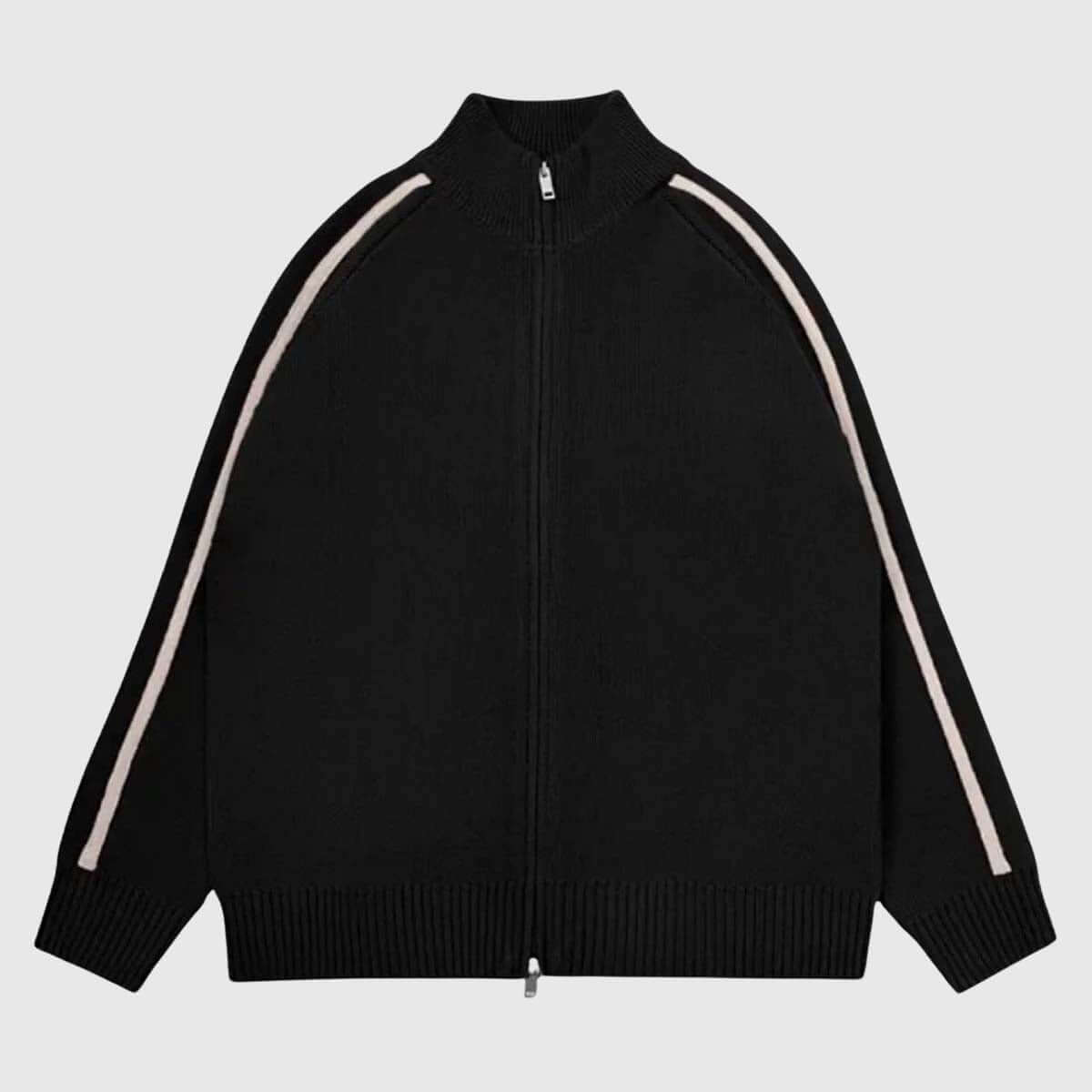 Cárdigans minimalistas de rayas con cremallera