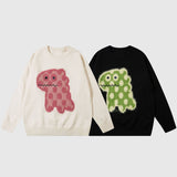 Cartoon Spotted Dinosaur Embroidered Pullover