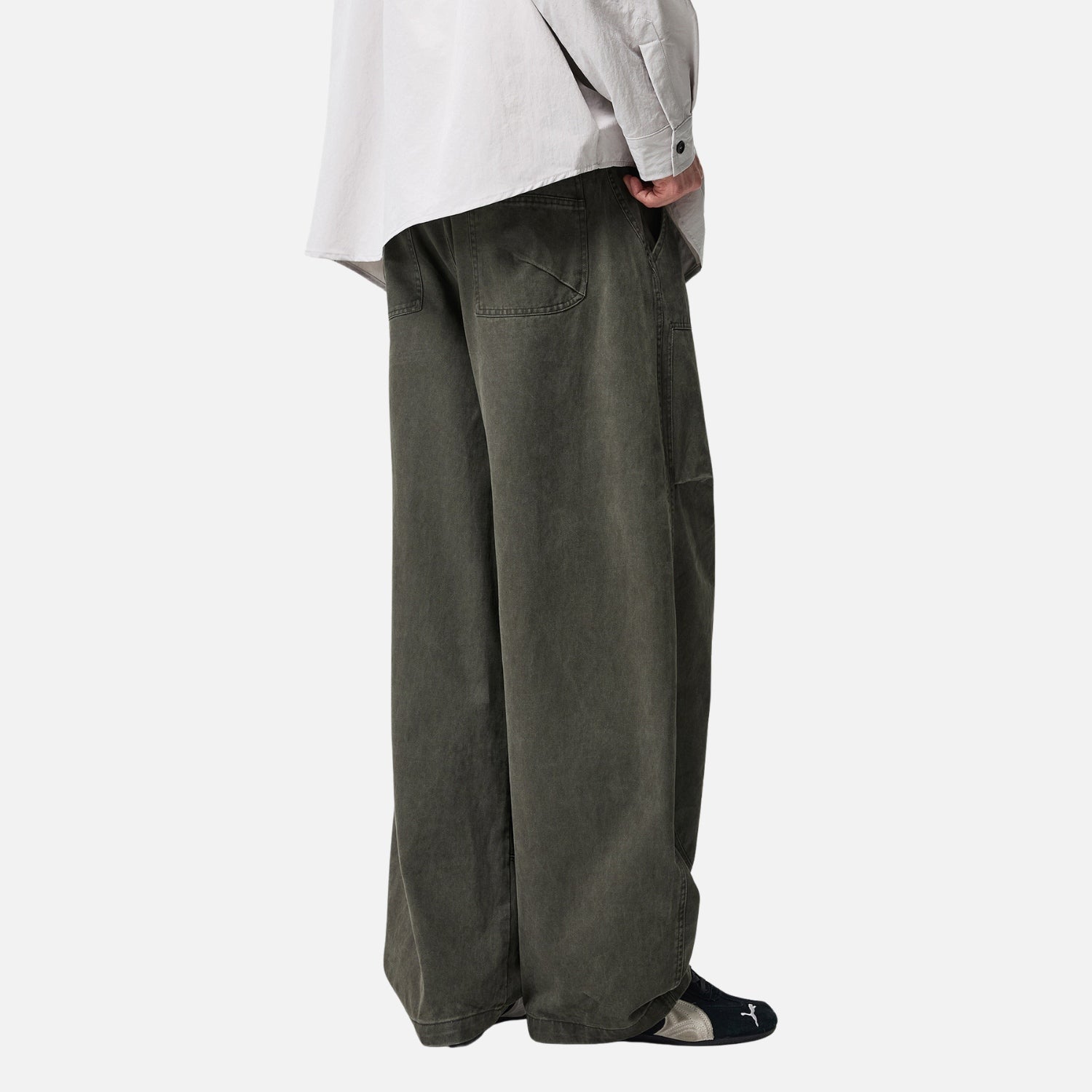 Punk-Inspired Washed Cotton Baggy Pants