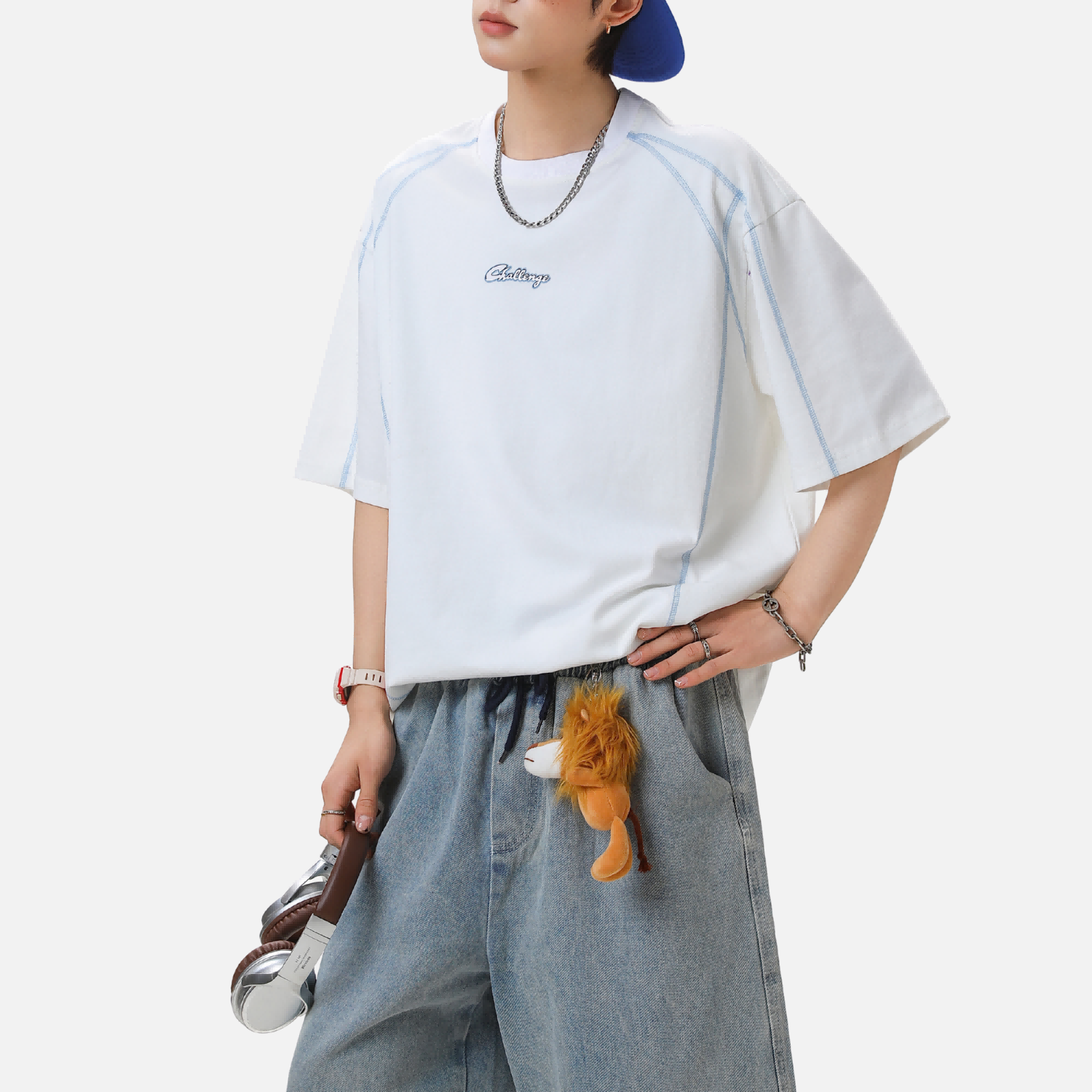 Contrast Stitch Graphic Cotton Tee