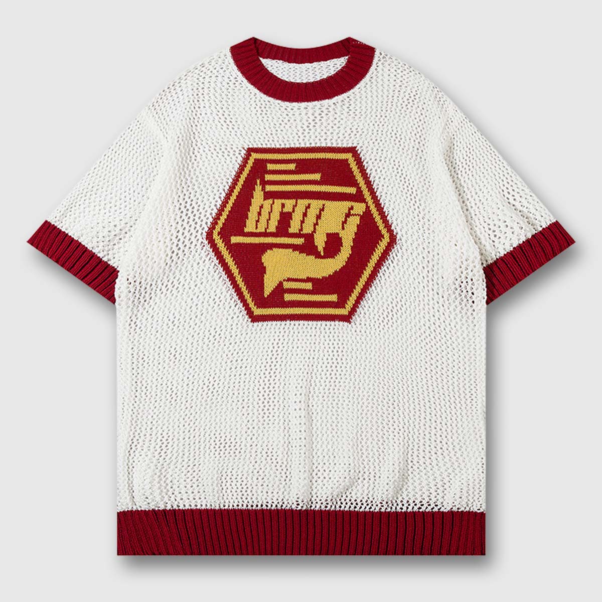 Red Crest White Knit Sweater