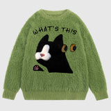 Fuzzy Cat Design Sweater