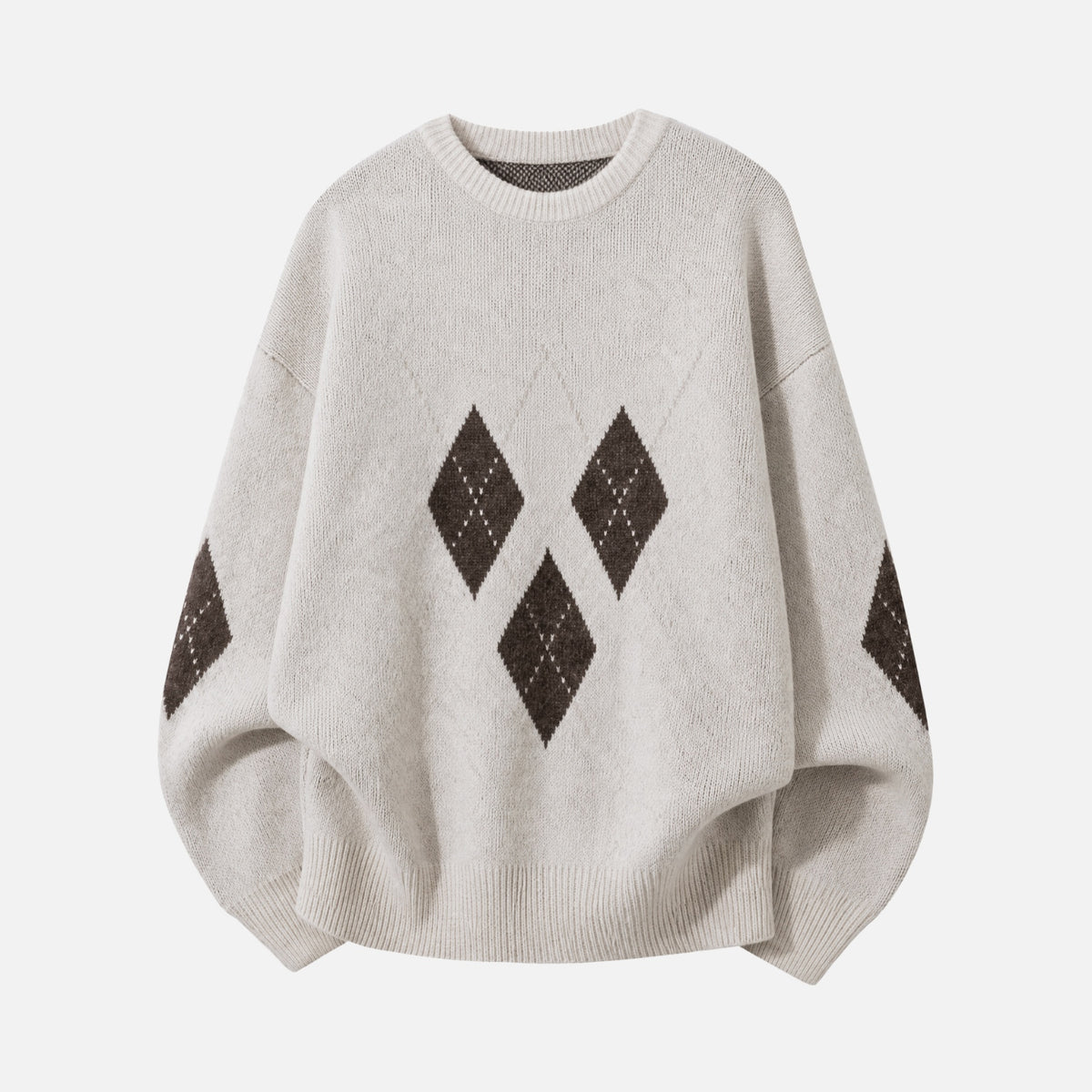 Vintage Diamond Colorblock Crewneck Sweater
