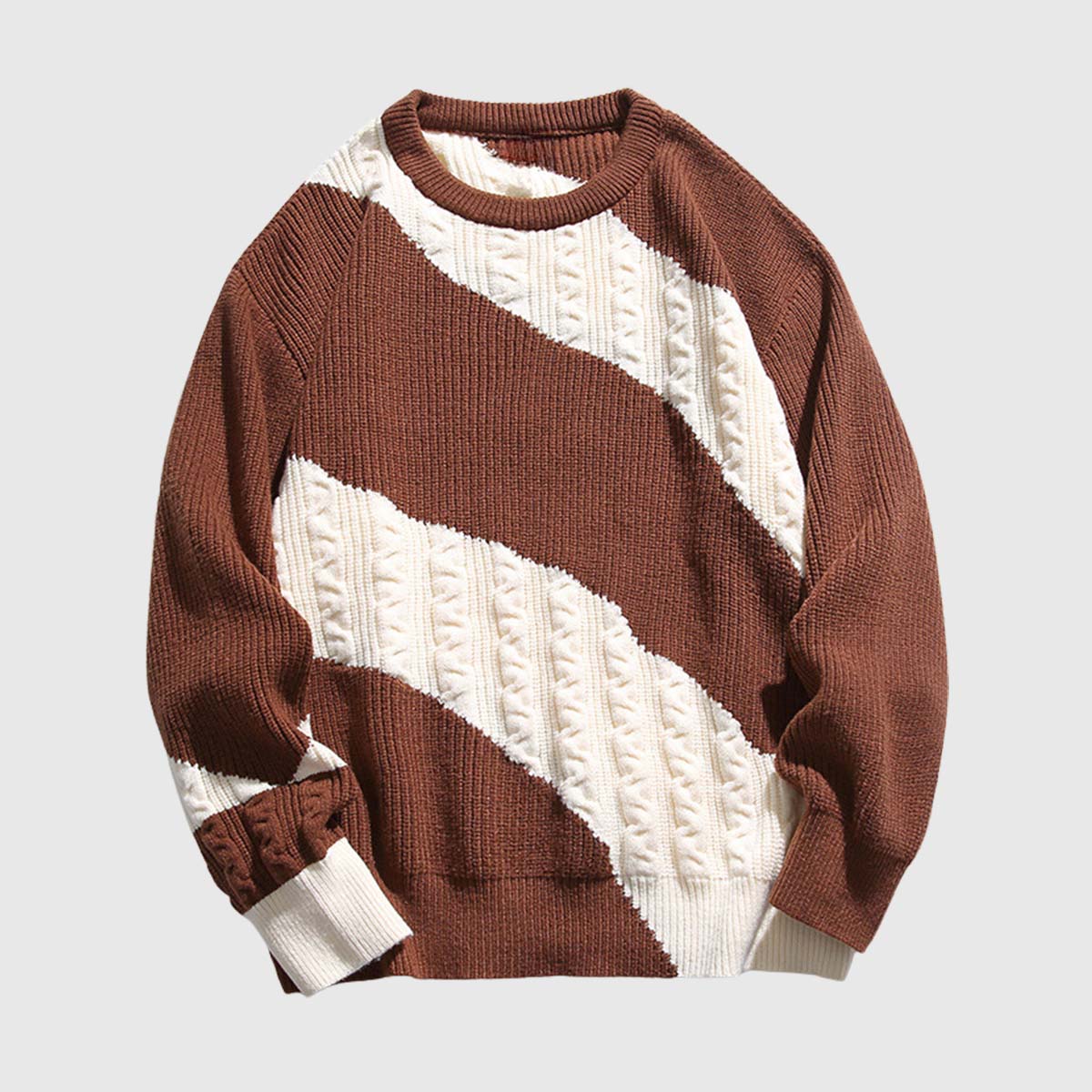 Colorblock Cable Knit Sweater