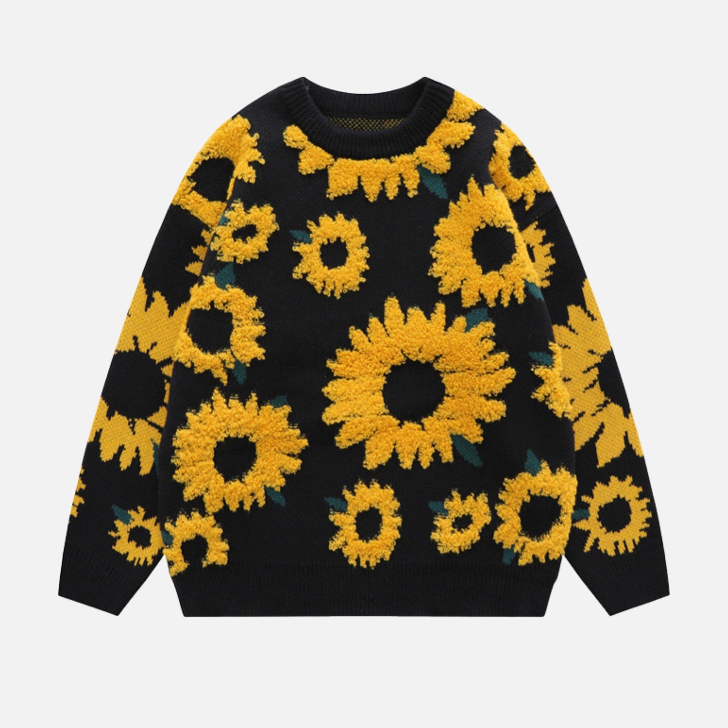Sunflower Pattern Embroidery Sweater