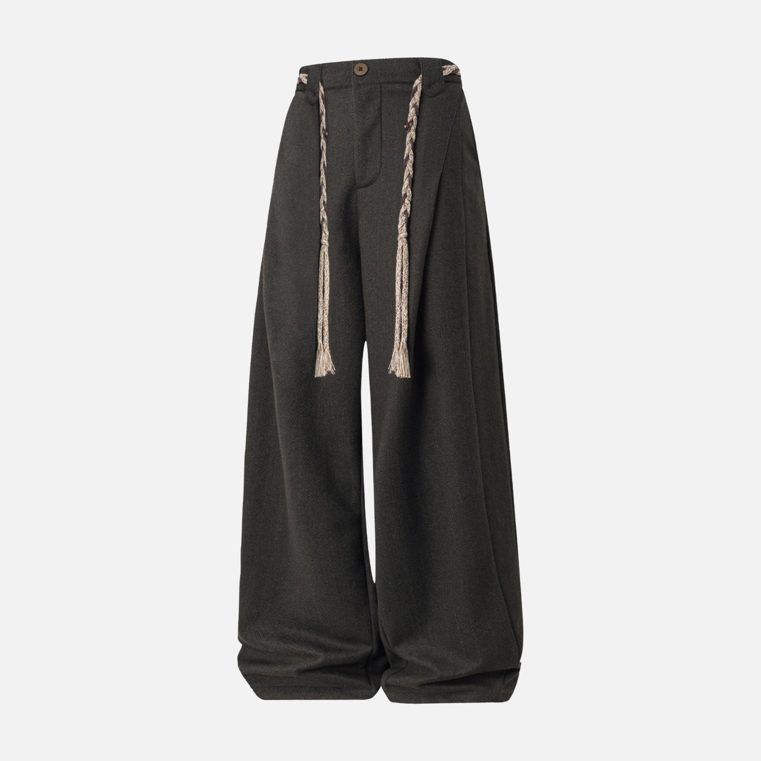 Faux Wool Textured Straight-Leg Pants