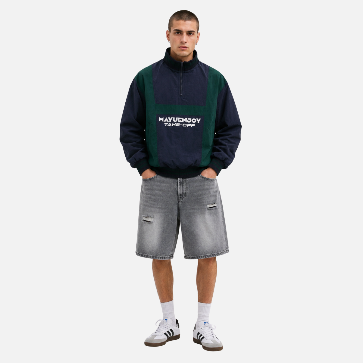 Vintage Colorblock Half-Zip Sweatshirt
