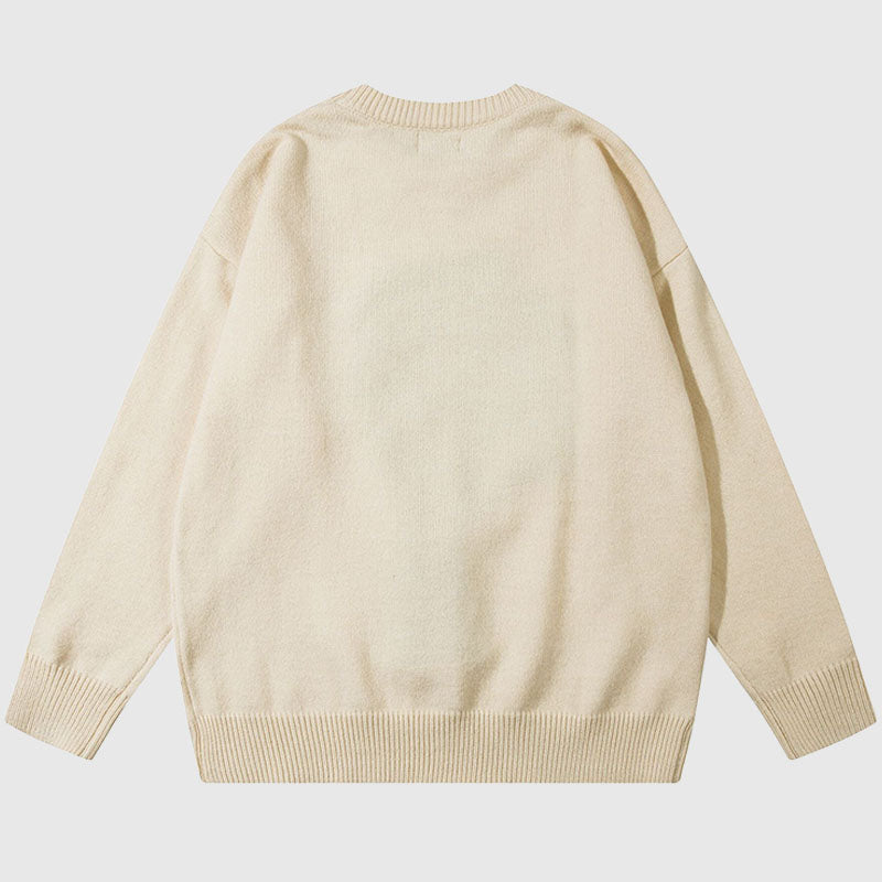 Pullover mit Kokosnussbaum-Muster und Stickerei