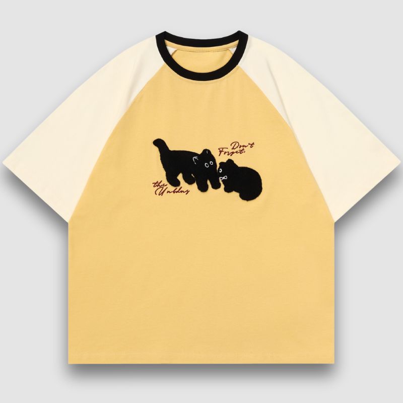Cute Cat Embroidered Tee
