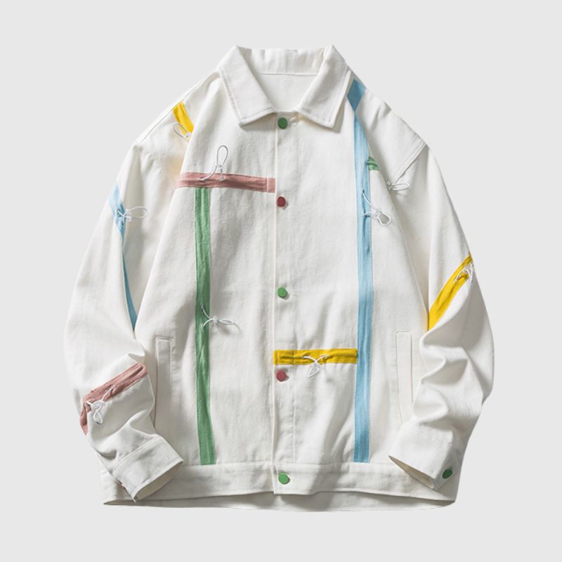 Ribbon Patchwork Color Jacket