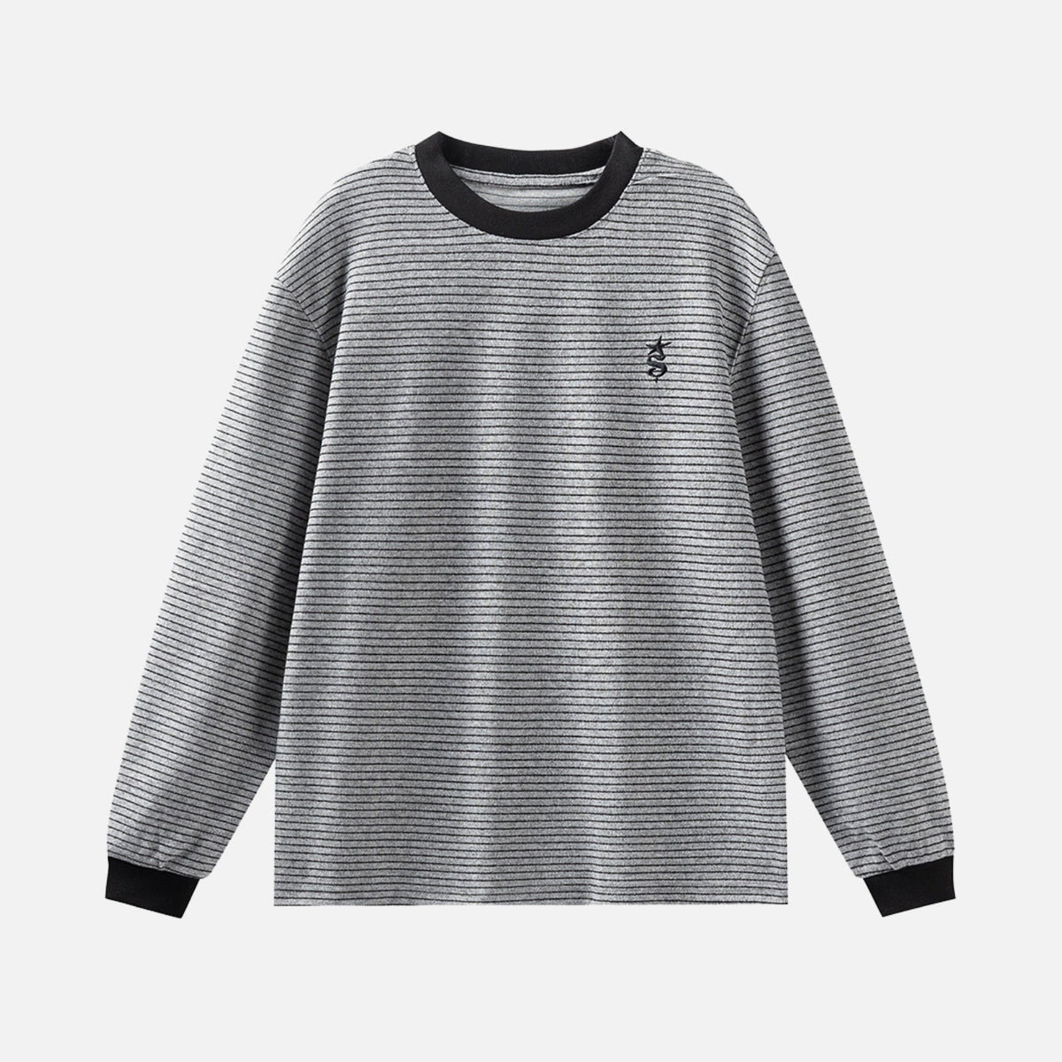 Striped Embroidered Crewneck Sweatshirt