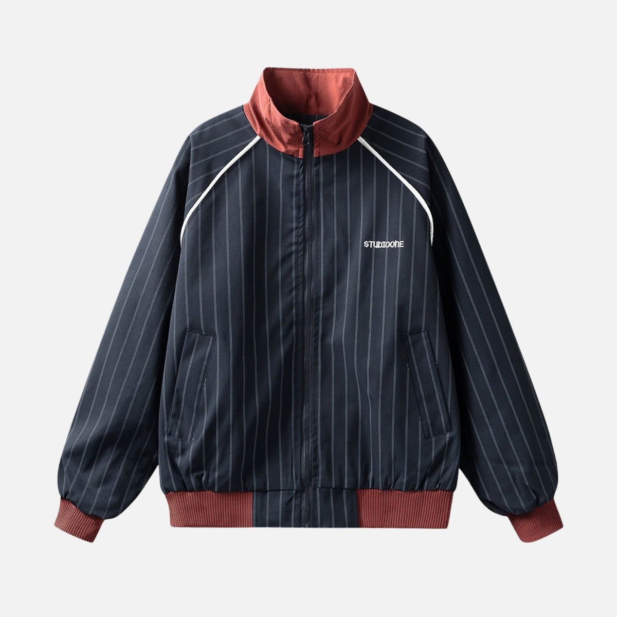 Vintage Striped Colorblock Utility Jacket