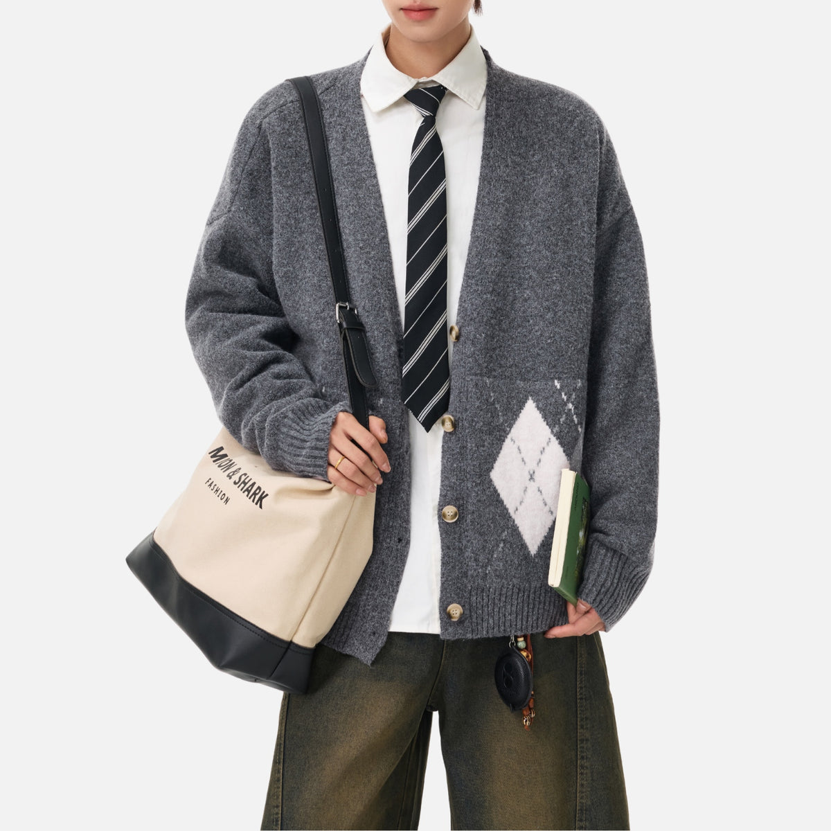 Japanese Vintage Diamond Knit Cardigan