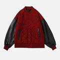 Symbol Embroidery PU Leather Stitching Baseball Jacket
