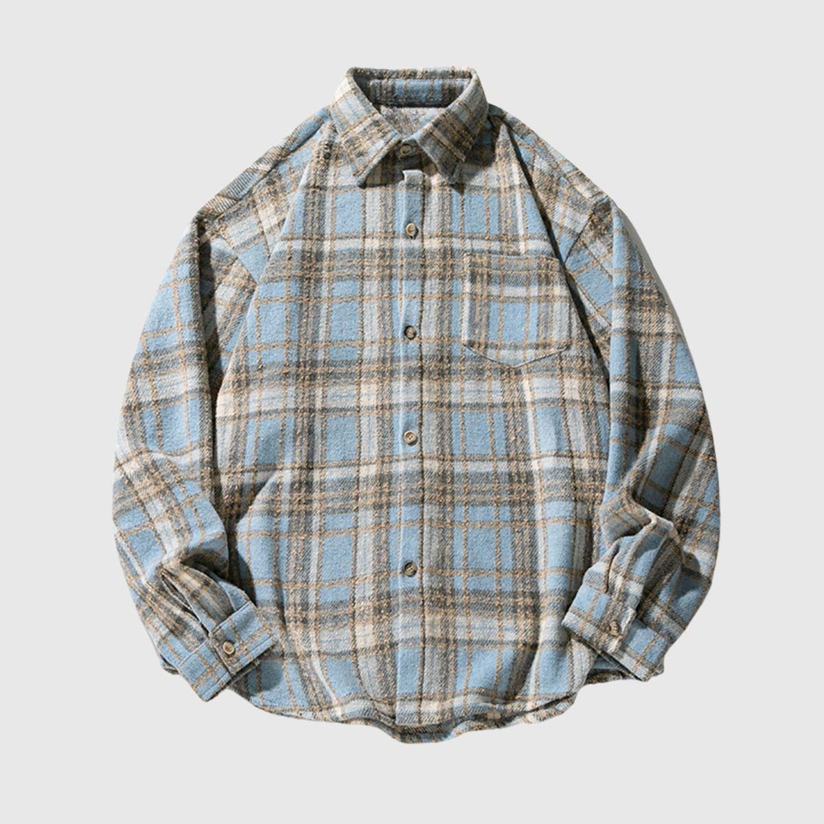 Vintage Plaid Button-Up Flannel Shirt