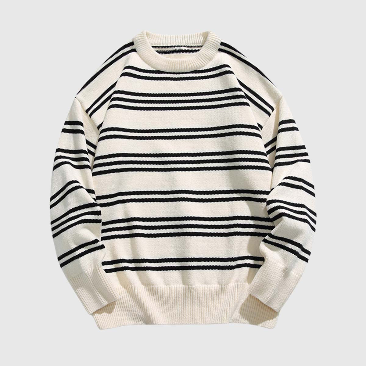 2024 Unisex's Bold Stripe Knit Sweater – Cozy Crewneck Pullover – OLUOLIN