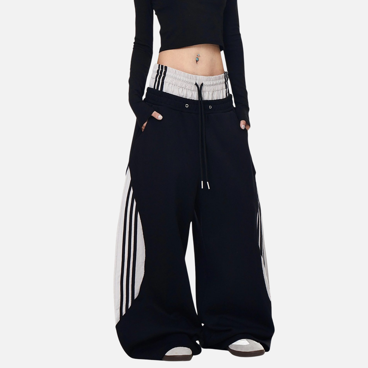 Double-Waist Wide-Leg Sweatpants