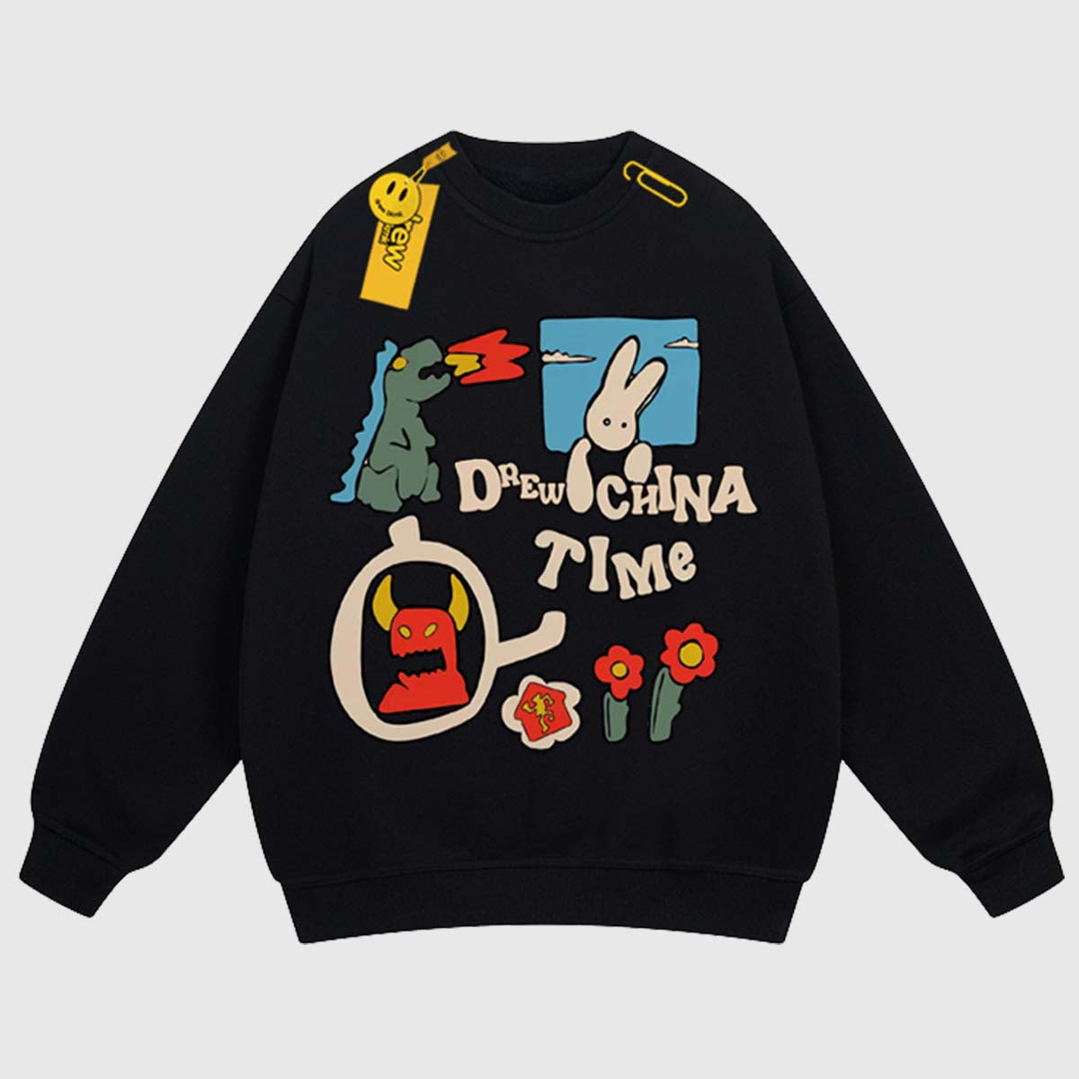 Cartoon Graphic Crewneck Sweatshirt